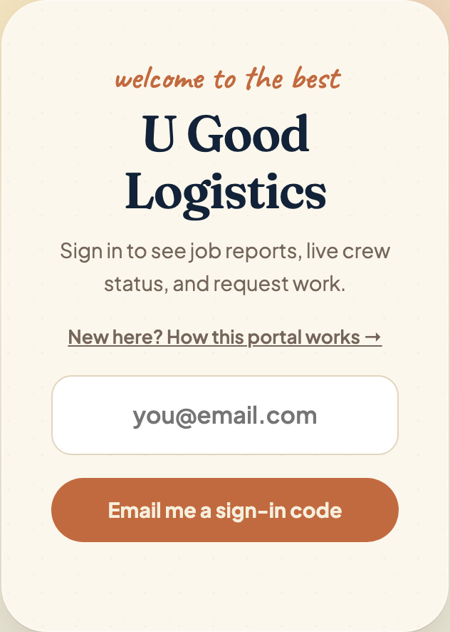 The portal sign-in card
