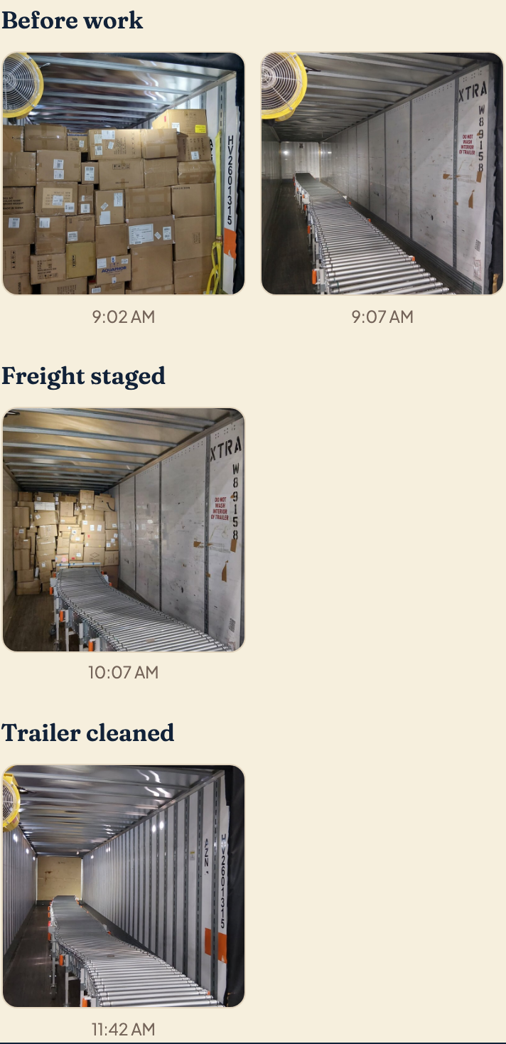 Job photos grouped by stage